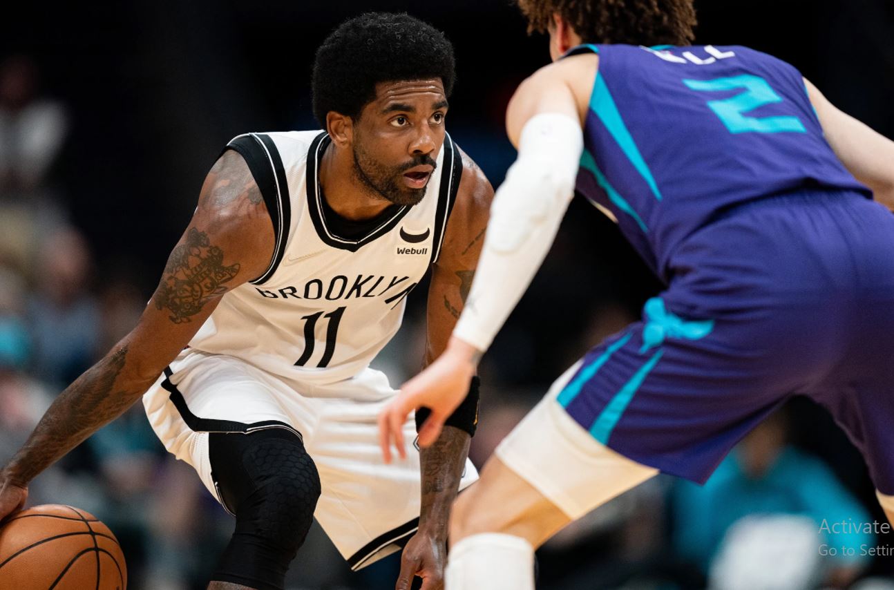 Kyrie Irving of the Brooklyn Nets against LaMelo Ball of the Charlotte Hornets via Twitter