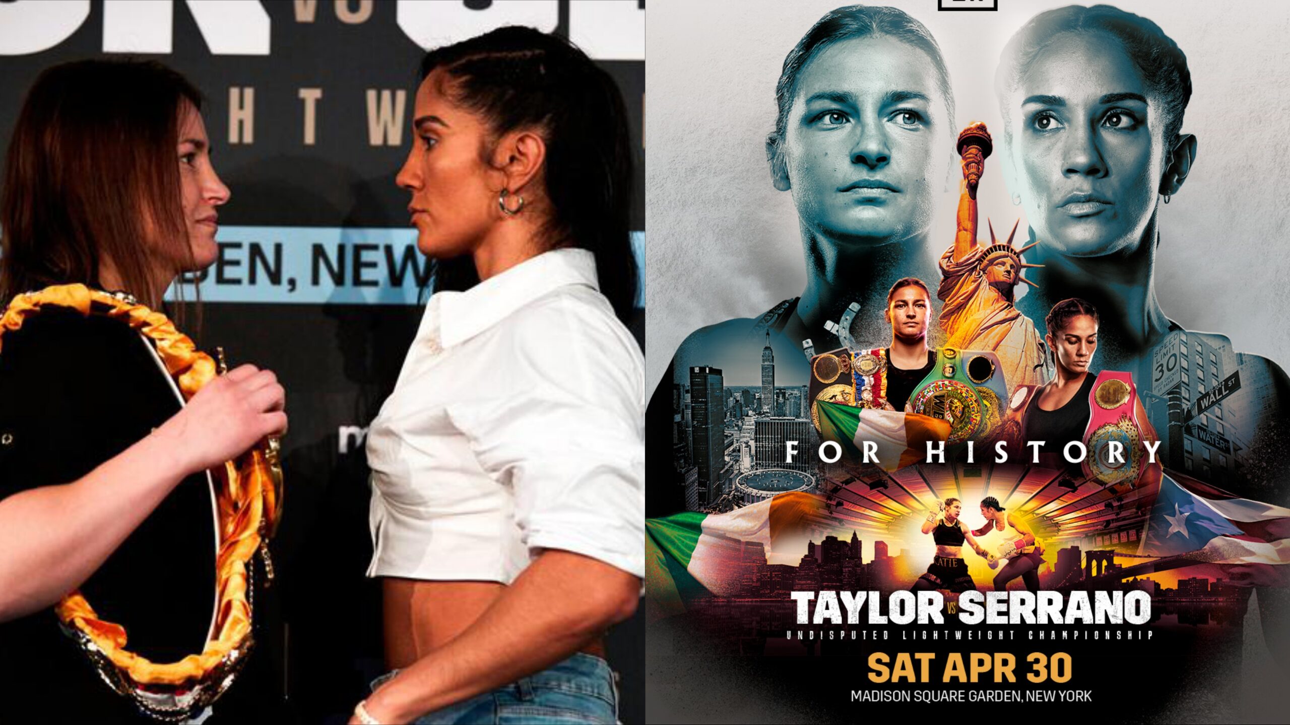 Amanda Serrano and Katie Taylor face off and fight poster