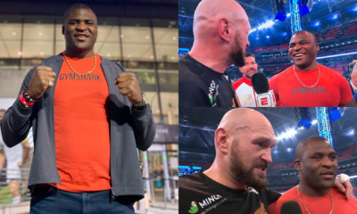 Francis Ngannou with Tyson Fury at the Wembley Stadium after The Gypsy King's KO win