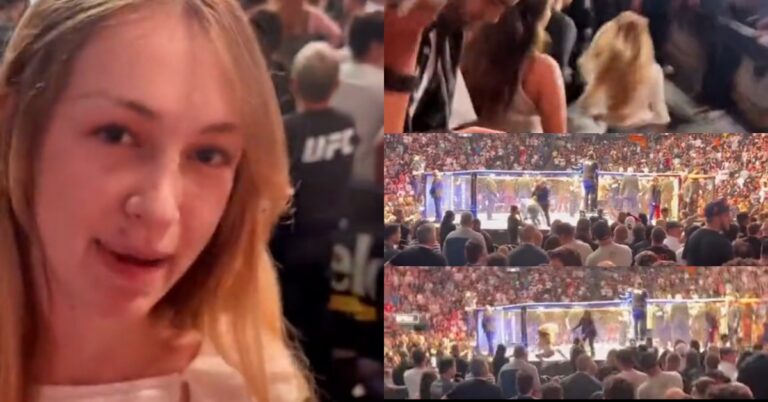 VIDEO: Female Fan Suffers Severe Consequences for Trying To Get Into UFC Octagon at UFC 274