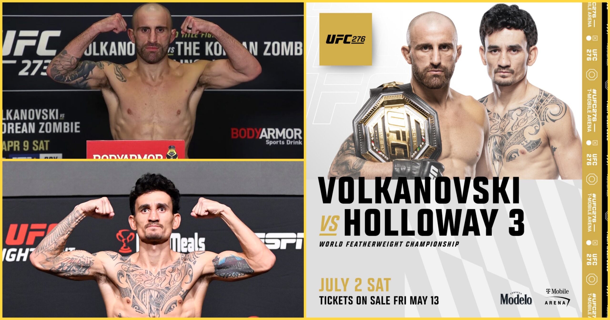 Alexander Volkanovski, Max Holloway and UFC 276 Fight Poster